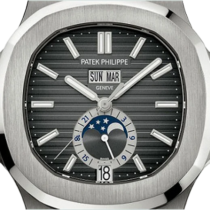 Nautilus 40mm 5726/1A-001 Annual Calendar Moon Phases Stainless Steel Gray Dial