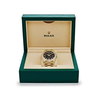 Day-Date 40mm Presidential 228348RBR Diamond Bezel Baguette Black Dial